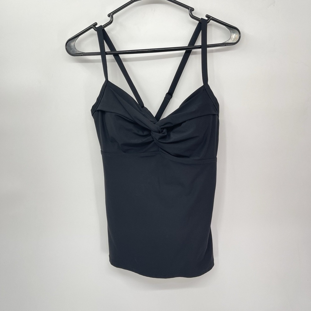 Athleta 36B/C Tankini Swim Top Womens Black Twist Front Adjustable Straps